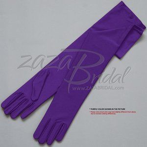 19.5″ Long 4-Way Stretch Matte Finish Satin Dress Gloves 12BL - Purple